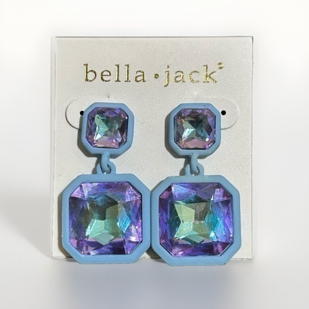 Bella Jack Square Stone Mystic Purple Earrings